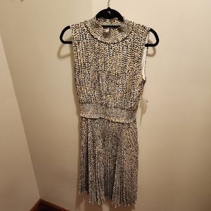Nanette Lepore Pleated Smoked Waist High Collar Dress
